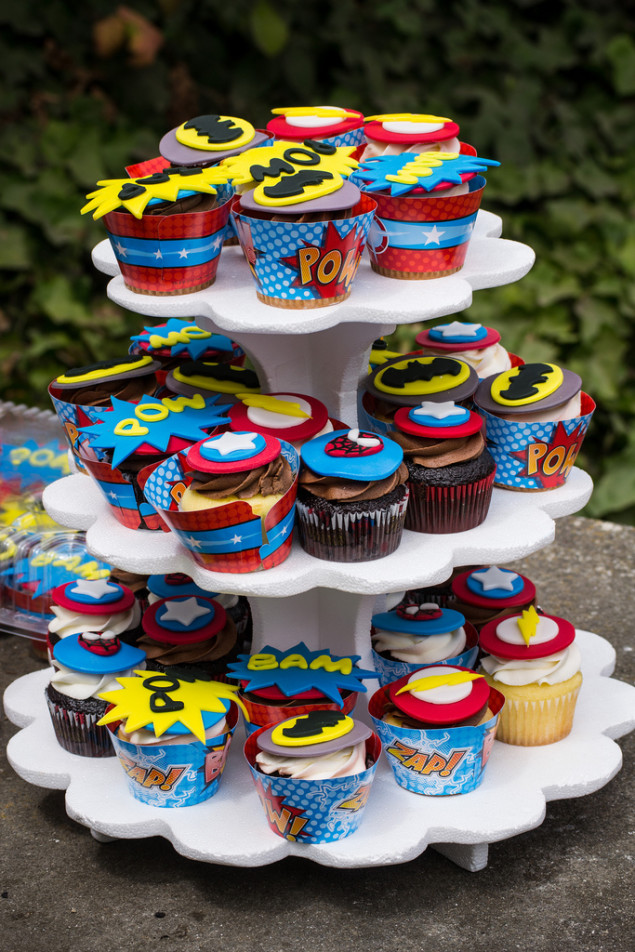 Awesome superhero cupcakes made by Yolanda Santiago